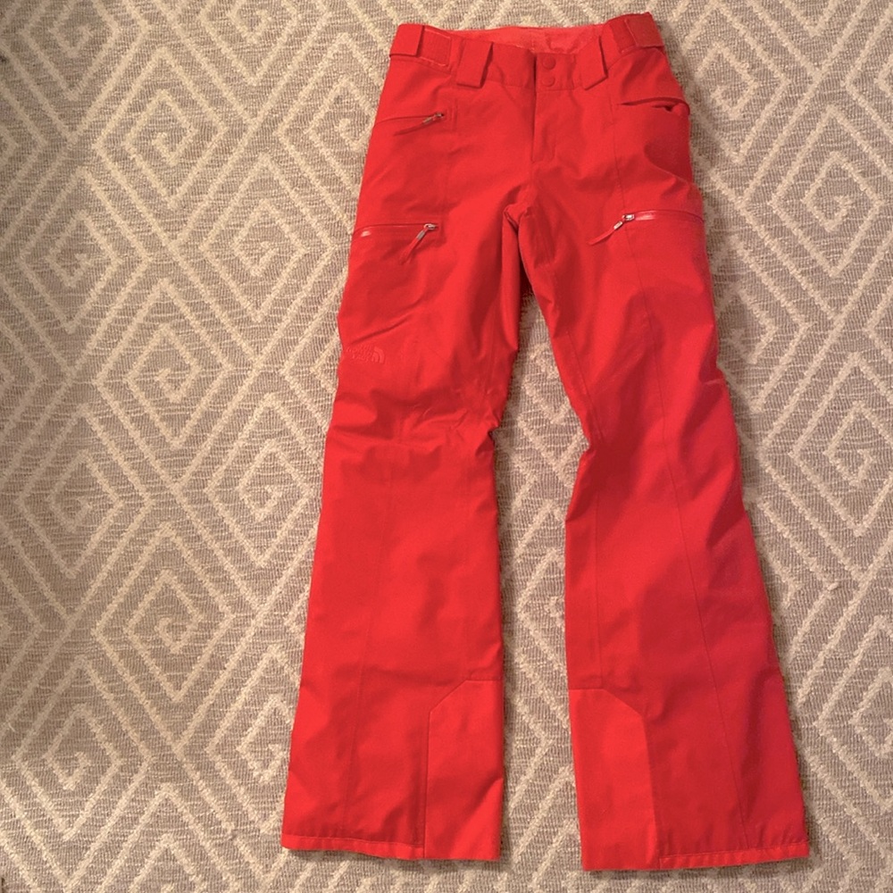 North Face women’s ski pants in bright red